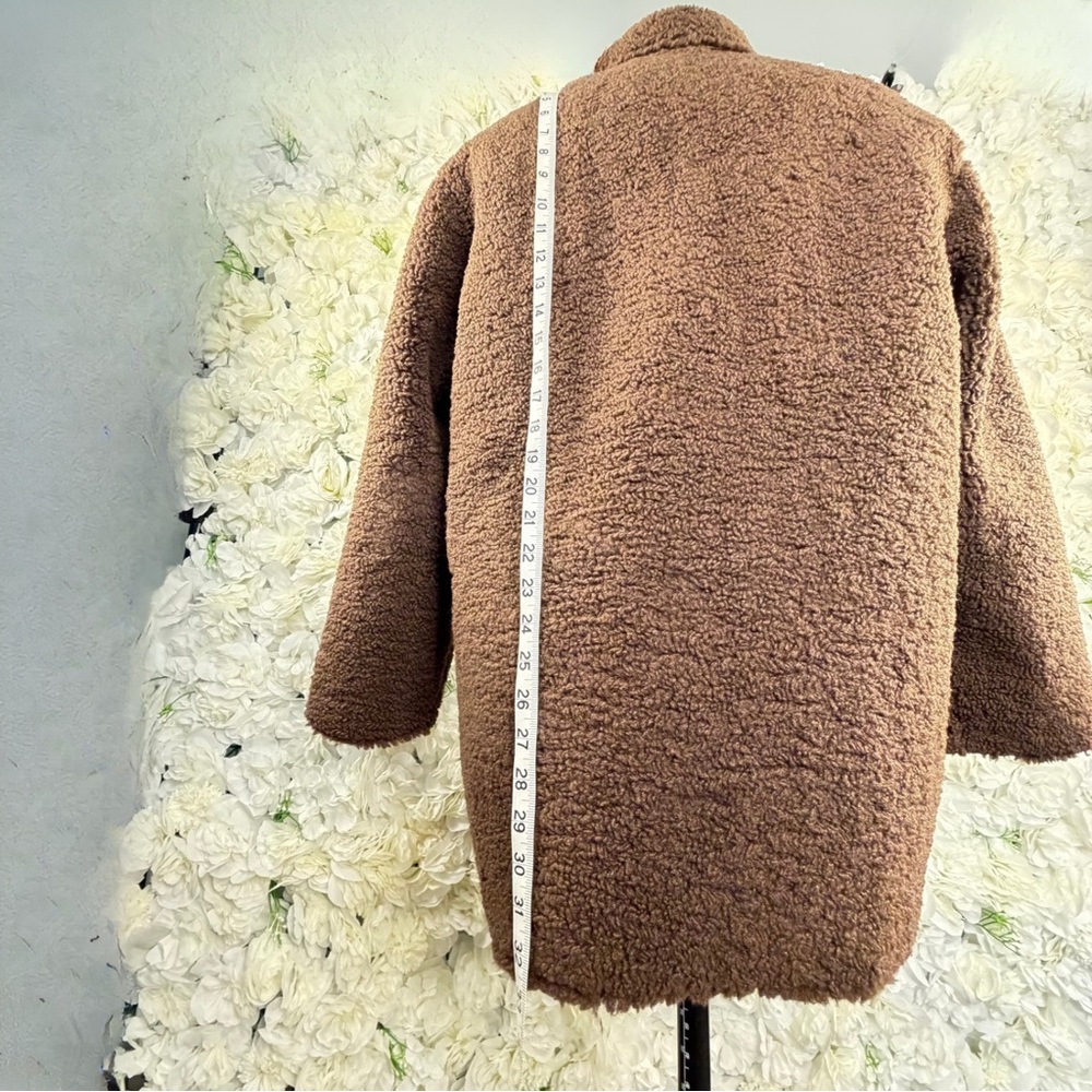 PrettyGarden Brown Teddy Sherpa Coat Jacket Large Soft Cozy Pockets - Picture 7 of 10
